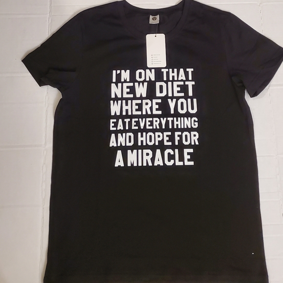 NWT! Happy Berry Black New Diet Funny Quote Tee L - Picture 2 of 9